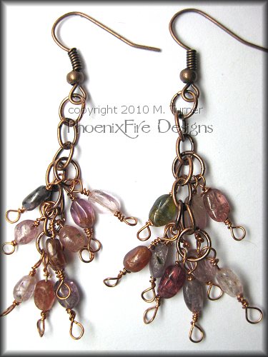 Spinel Gemstone Dangle Earrings in Copper