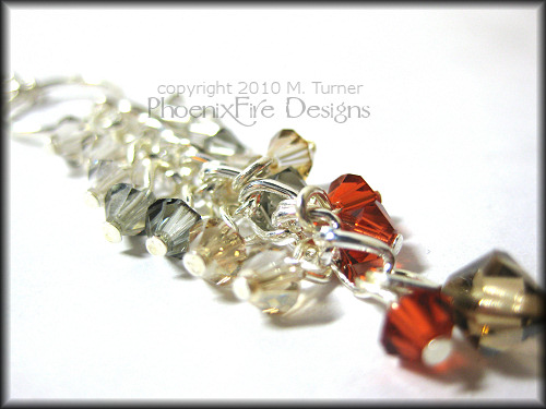 Autumn Inspiration Swarovski Crystal Y Necklace Sterling Silver Figaro Chain