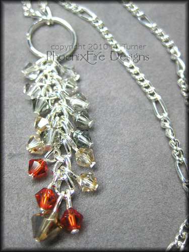 Autumn Inspiration Swarovski Crystal Y Necklace Sterling Silver Figaro Chain