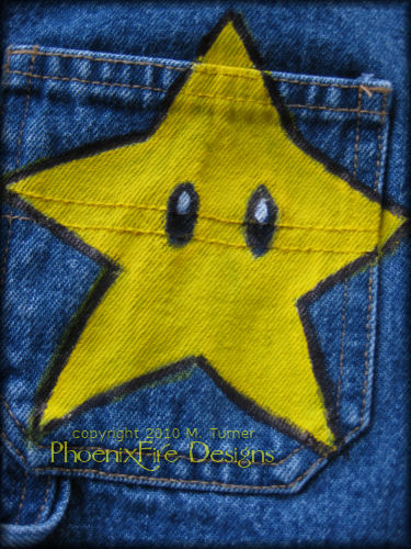 Handpainted Super Mario Brothers Denim Overalls for Little Girl