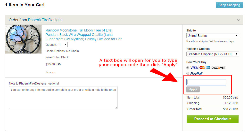 A text box will open for you to enter the code, then click the "apply" button.