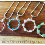 Dainty Circle Necklaces, Natural gemstone jewelry, wire wrapped karma necklace, handmade garnet, blue topaz, rainbow moonstone, green opal jewelry by PhoenixFire Designs
