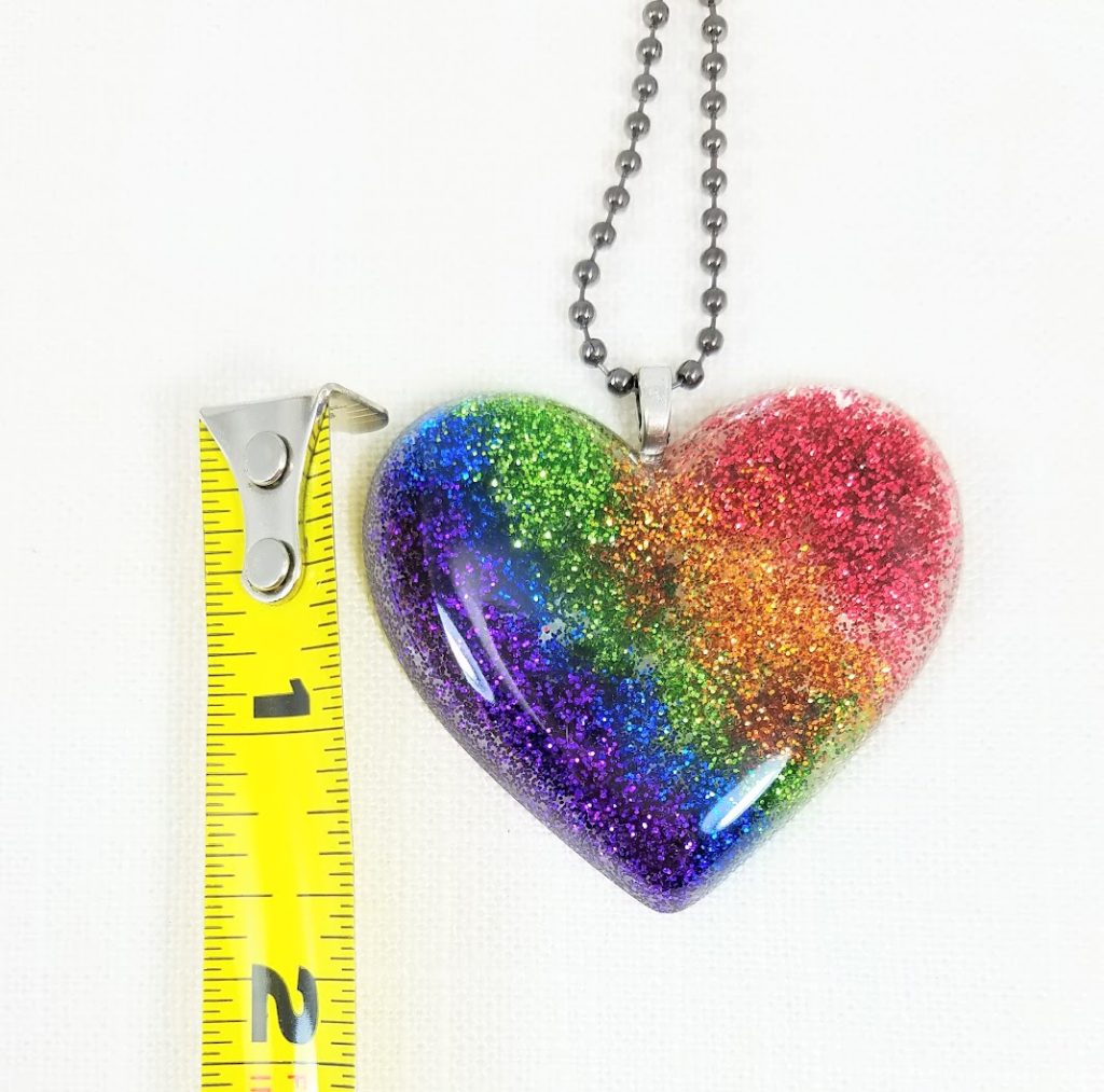 Pride necklace, rainbow glitter heart necklaces, lgbt symbol, st. pete pride, love is love