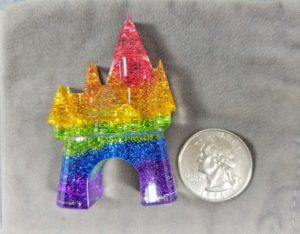 handmade Rainbow Glitter Cinderella Castle disney jewelry pendant disney necklace rainbow castle, disneybound, disney bounding