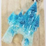 handmade teal Glitter Cinderella Castle disney jewelry pendant disney necklace rainbow castle, disneybound, disneybounding