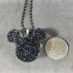 mickey ears glitter necklace, handmade black glitter pendant, handmade resin disney pendant