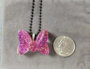 pink glitter minnie bow necklace pendant handmade resin pendant