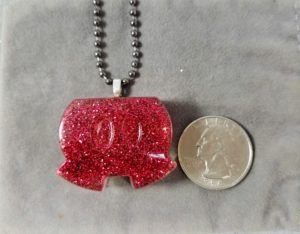 Red glitter mickey shorts necklace, handmade resin pendant