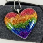 Pride necklace, rainbow glitter heart necklaces, lgbt symbol, st. pete pride, love is love