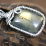 Silver wire wrapped labradorite necklace artisan jewelry handcrafted by PhoenixFire Designs